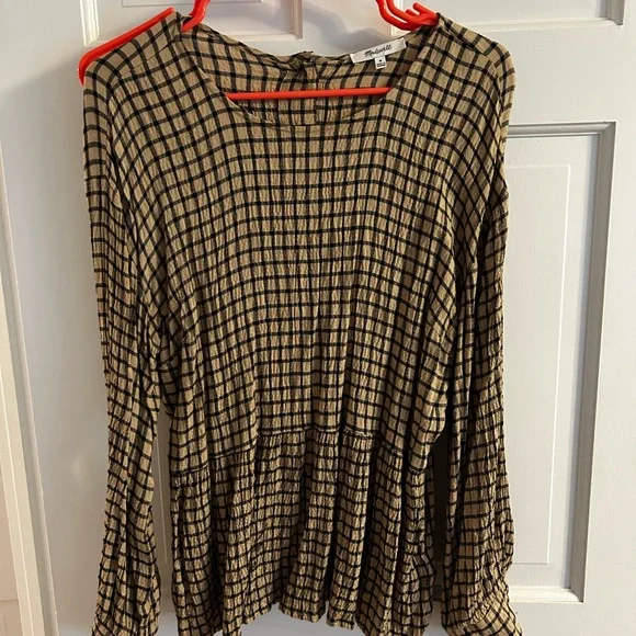Madewell Plaid Long Sleeve Top - Picture 1 of 4